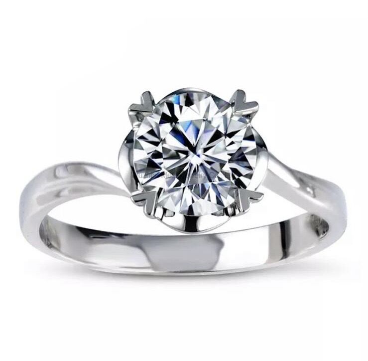 Classic Twist design with 1 CT Moissanite Diamond Ring